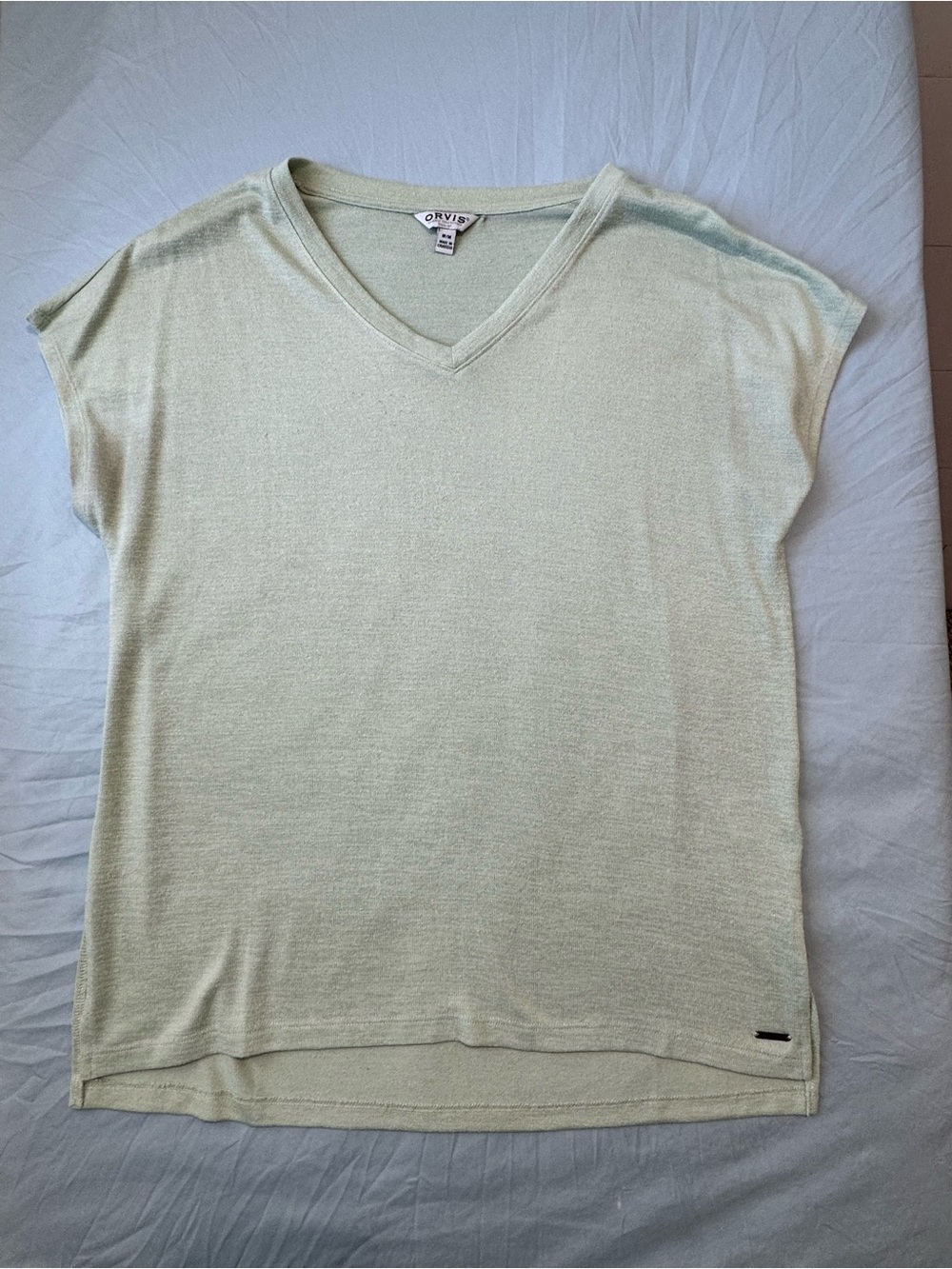 Orvis Classic Collection V-Neck Sweater Tee | Size M | Sage Green